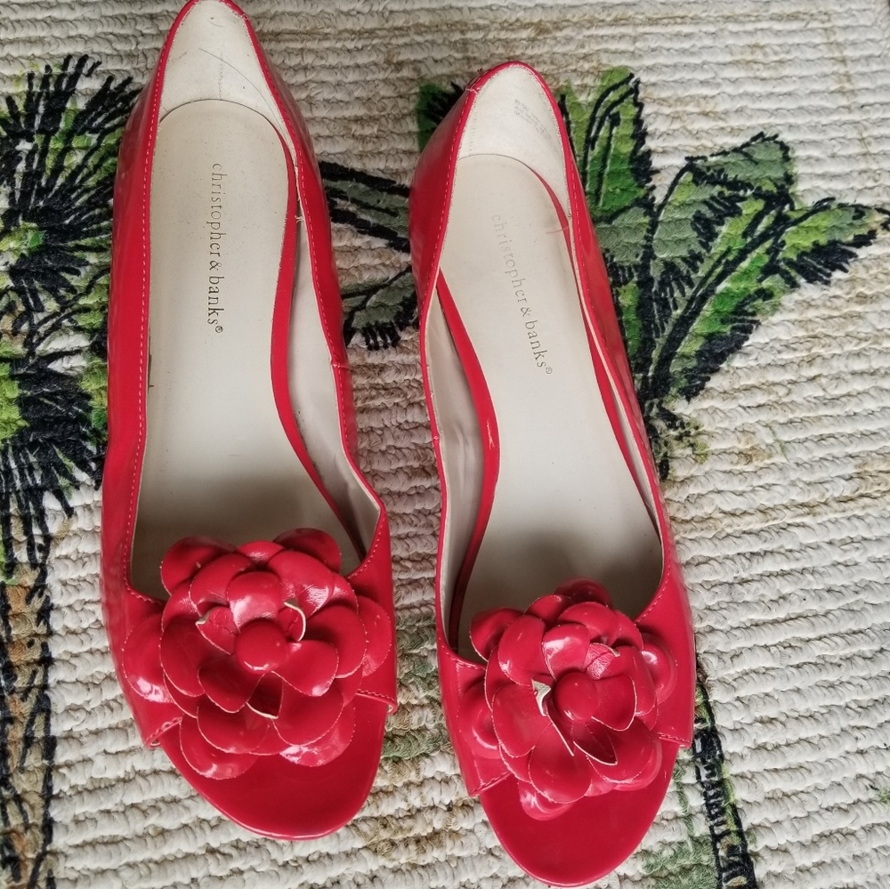 Peep Toe Flower Flat Shoe